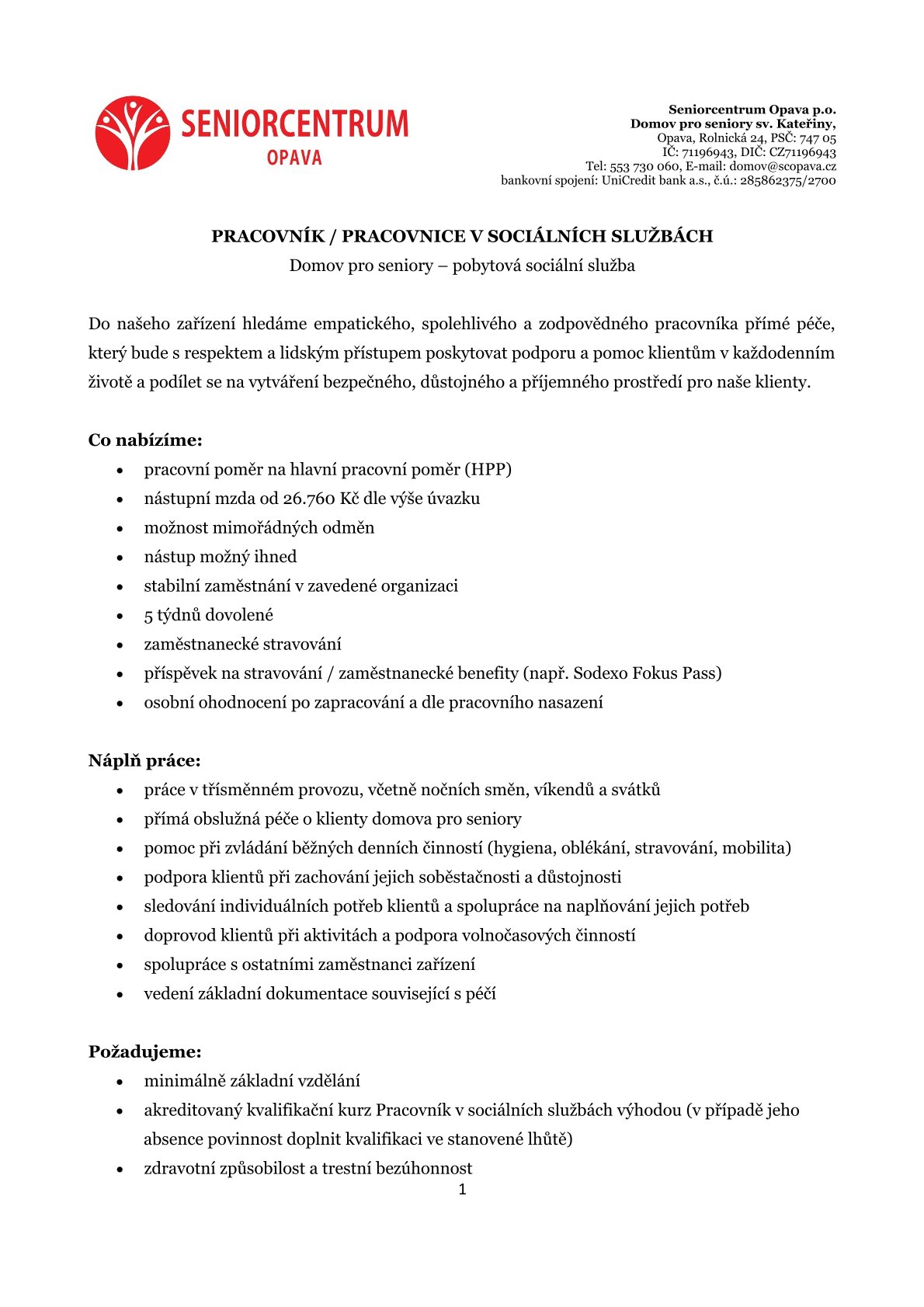 Jakou posilu do pracovního týmu právě hledáme?